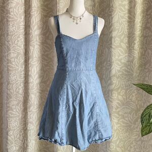 GAP Blue Chambray Sleeveless Mini Dress Clean Girl Minimalist Cottagecore Size 0
